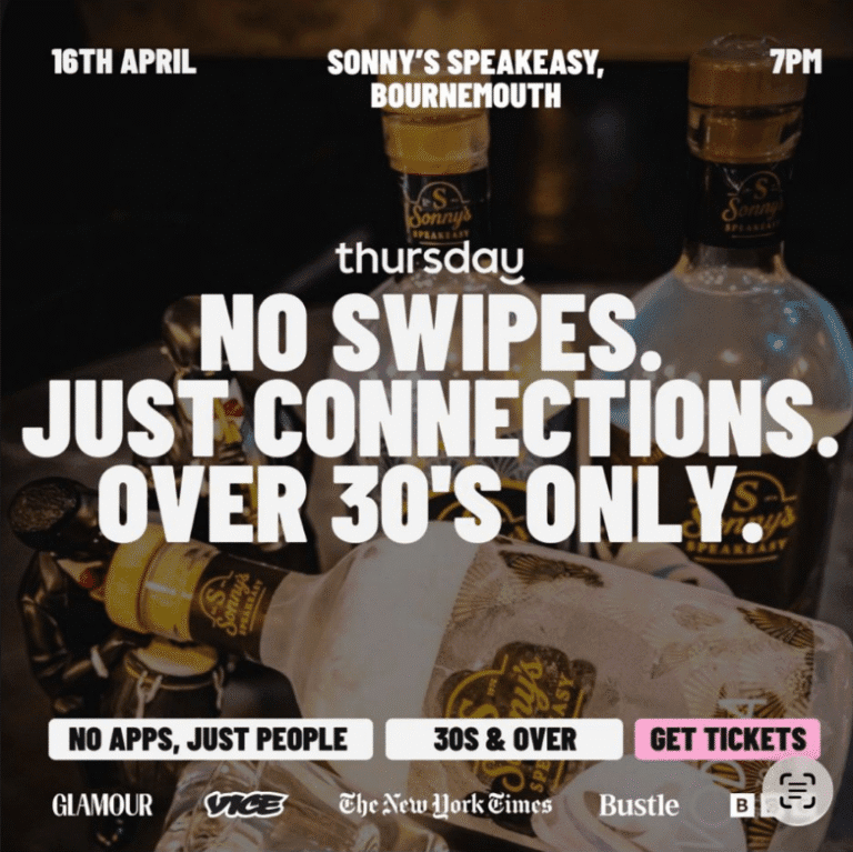 Thursday Presents: No Swipes. Just Connections. Over 30’s Only. (16th Apr)
